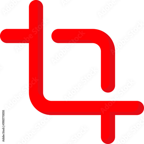 Red crop image vector icon for photo frame resize and digital edit