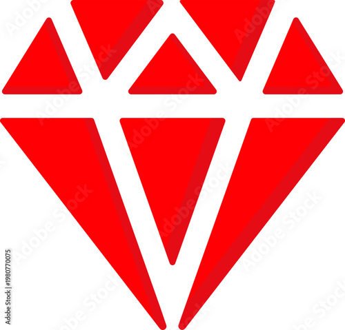 Red gemstone diamond vector icon for luxury jewelry and premium wealth