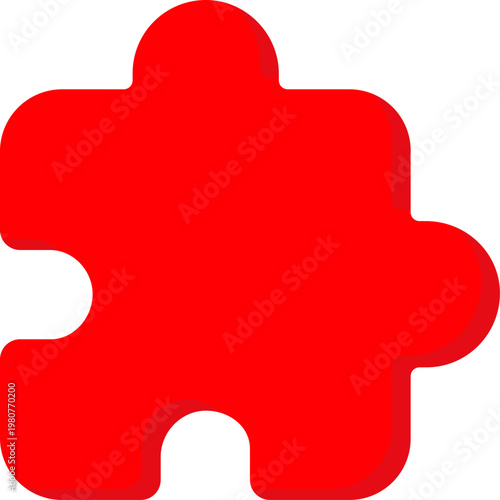 Red puzzle piece vector icon for business strategy and logic solution