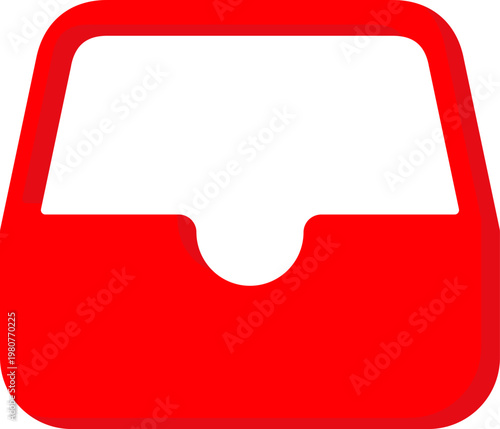 Red empty inbox vector icon for mail storage and email management
