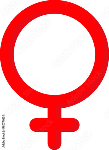 Red female venus symbol icon for gender identity and woman health