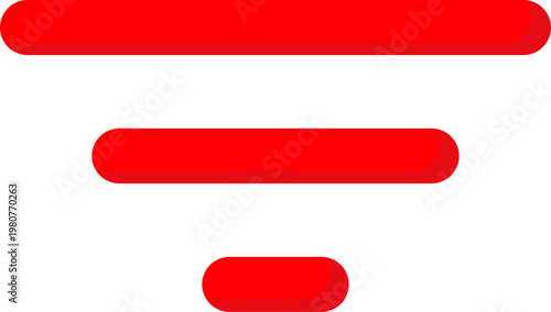 Red horizontal filter icon for list sorting and interface options