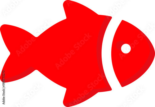 Red fish vector icon for aquatic nature and seafood nutrition