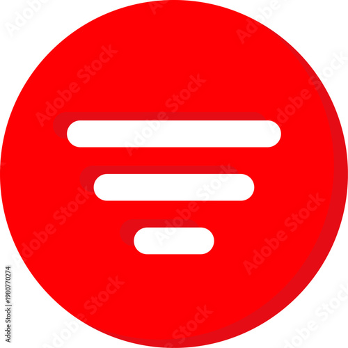 Red circular filter icon for app list sorting and menu options