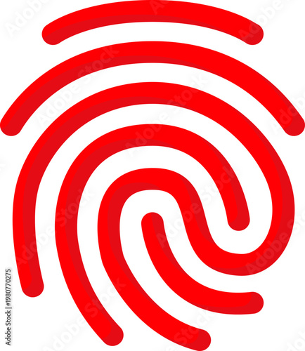 Red fingerprint vector icon for biometric security and identification