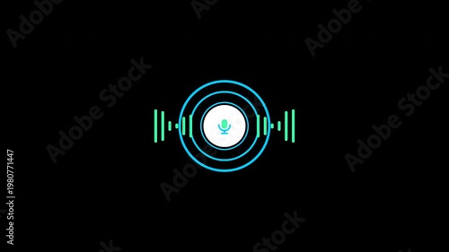 AI Voice Assistant Microphone Access Animation 4K Alpha