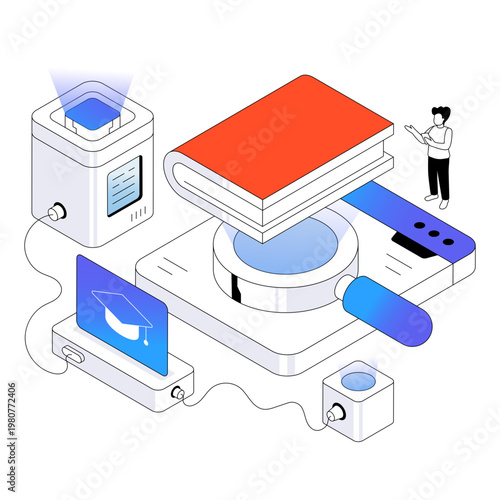 Trendy design illustration of search book online 