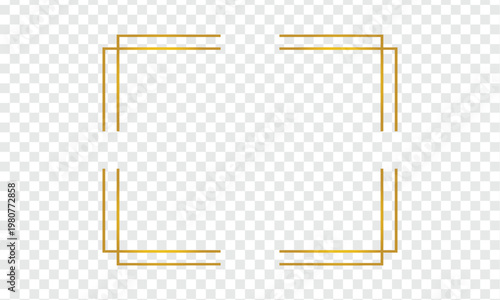 gold frame vector. trendy rectangle border. gold frame isolated on transparent background. useful for app, banner, party invitation card or happy birthday. creative art concept, vector illustration . 