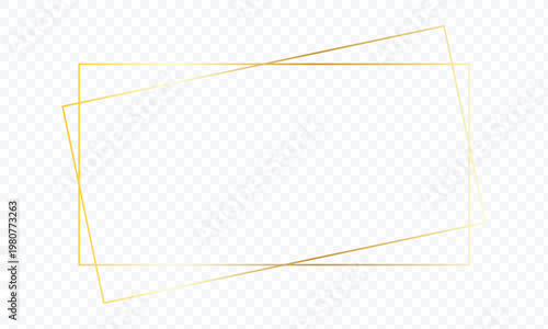 gold frame vector. trendy rectangle border. gold frame isolated on transparent background. useful for app, banner, party invitation card or happy birthday. creative art concept, vector illustration . 