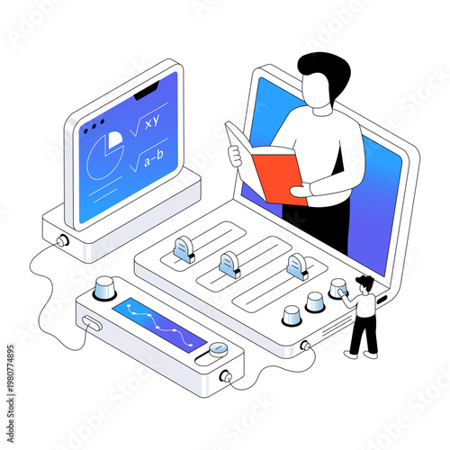 A perfect design illustration of online teaching 