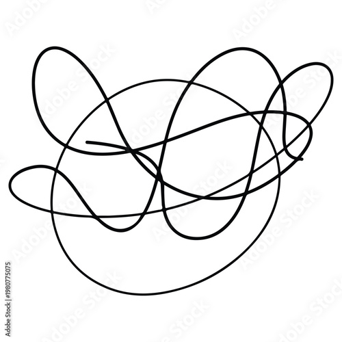 Abstract Hand Drawn Messy Scribble Vector - Tangled Line Art Drawing for Mental Health Concept, Stress Symbol, Chaotic Problem Solving, Confusion Metaphor, and Creative Artistic Texture Outline