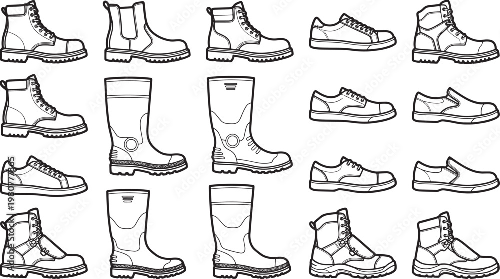 Obraz premium An assortment of footwear that shows multiple shoe style