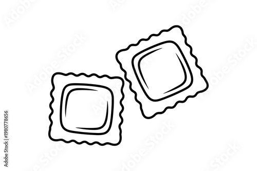 A minimalist vector graphic illustration of two condoms in a simple line art style
