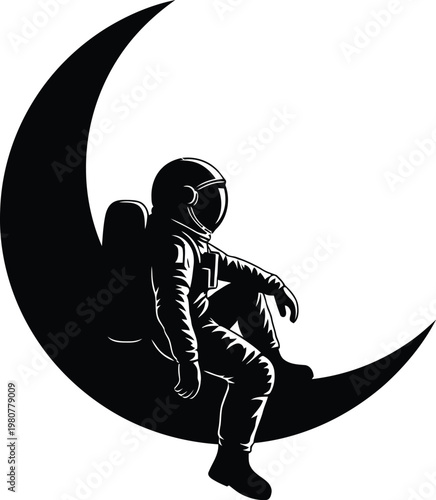 Astronaut sitting on the moon in a spacesuit