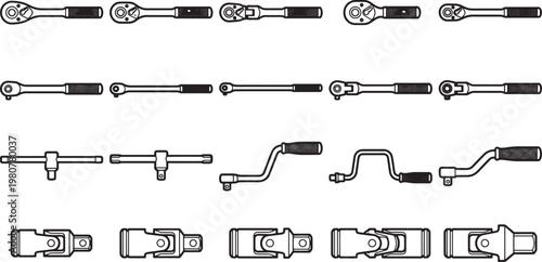 A close-up, monochromatic collection of various mechanical tools. perfect for construction-related content. 