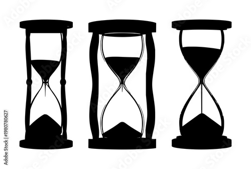 Hourglass set with simple silhouette design featuring time tracking, productivity, deadlines with minimalism and classic illustration