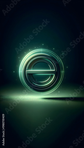 Conceptual Minimal Composition with Glowing Green Checkmark Icon, Symbol of Verified Identity, Safe Access and Digital Trust