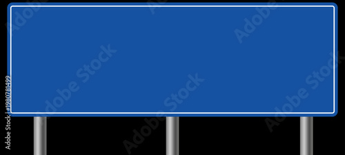 Blank Blue Road Billboard Sign Mockup for Advertisement. Vector Illustration.