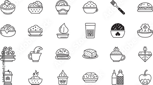 Black and white of various household and tools household tools kitchenware cleaning laundry