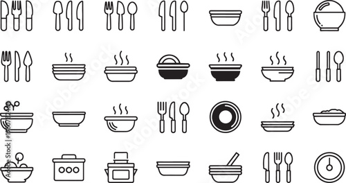 Black and white of various kitchen utensils and appliances kitchen appliances frying pan
