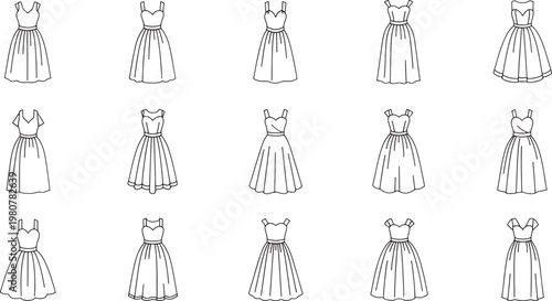 Black and white of women in long dresses with different hairstyles black dresses white dresses