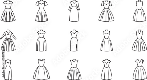 Black and white of women in long dresses and headscarves in various poses long sleeves
