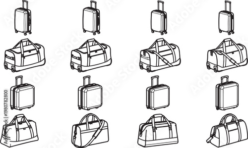 Array of travel bags showcases a diverse selection of travel luggage, from wheeled suitcases to versatile duffel bags, ready for globetrotting adventures.