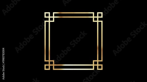 Golden square classical border light loop,alpha channel