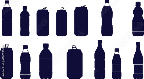 Assorted liquid refreshment packaging graphics collection