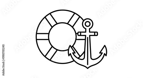 Anchor and Life Preserver Symbol.
