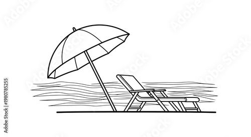 Beach chair and umbrella setup.