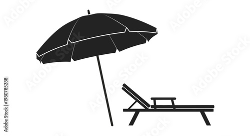 Beach chair with sun umbrella.