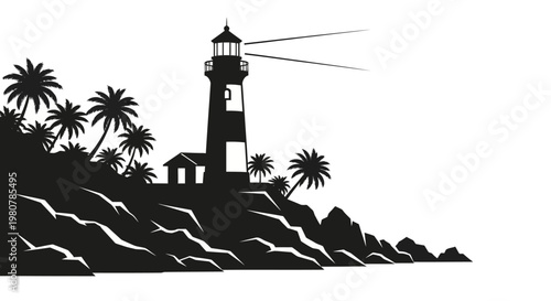 Black and white lighthouse tower.