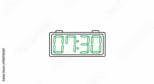A digital clock displays the time 0730 with green segmented digits