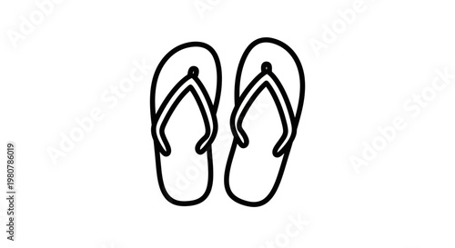 Black line drawing flip flops sandals.