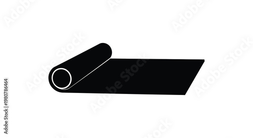 A simple black silhouette of a rolled carpet displaying a cylindrical shape