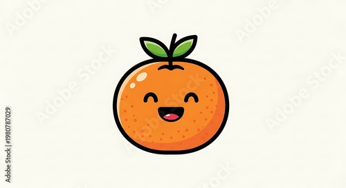 Smiling orange cartoon fruit character.