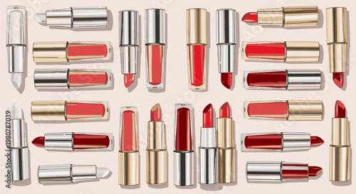 A collection of assorted lipsticks and liquid lip glosses in various shades