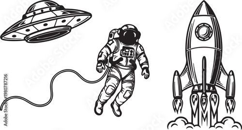 Space rocket fire and smoke trails set isolated on transparent background. Vector realistic illustration of aircraft launch contrail, jet engine blast, shuttle flame trace, missile motion speed effect