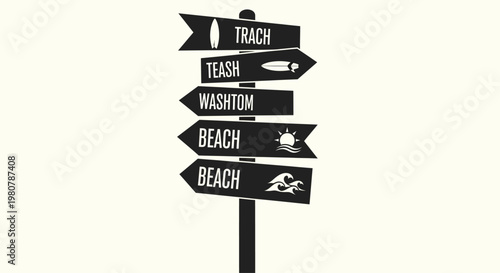 Directional sign with beach labels.