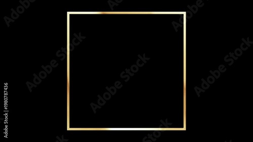 Rectangular border with golden light loop and alpha channel