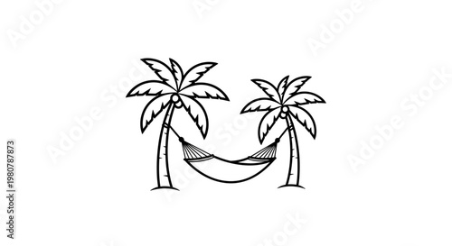 Hammock between two palm trees.
