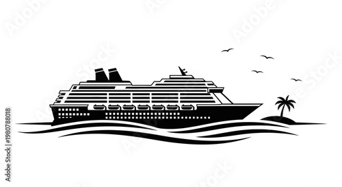 Large Cruise Ship Ocean Voyage Travel.