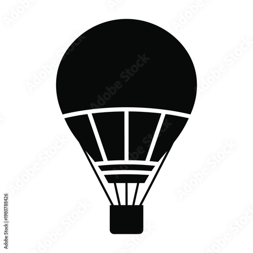 Hot air balloon flying icon black silhouette graphic