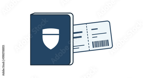 Passport with airline boarding ticket.