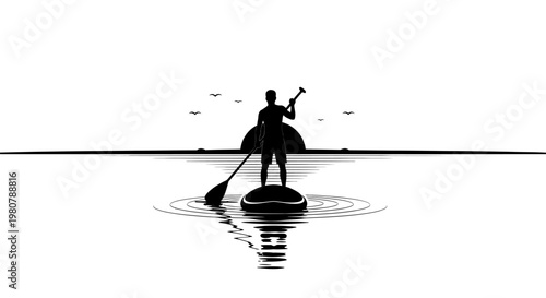 Person Paddling on a Board.
