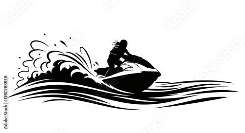 Person Riding Jet Ski on Water.