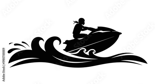 Person Riding Jet Ski on Waves.