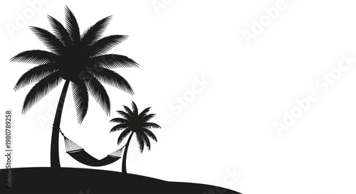 Silhouette of palm trees relaxing outdoors.