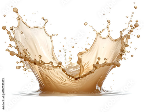 Fluid frozen mid-air, creating dynamic splash and droplets